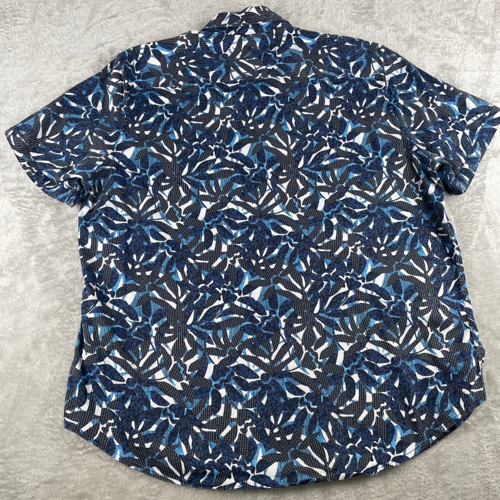 Robert Graham Mens 2XL Blue Abstract Leaf Print Short Sleeve Button Down Shirt - Picture 3 of 7